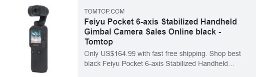 Feiyu Pocket Cámara de cardán de mano estabilizada de 6 ejes Lente de ángulo ultra gran angular de 120 ° Pantalla táctil de grabación de video 4K / 60fps Precio: $ 164.99 Entregado por envío libre de impuestos
